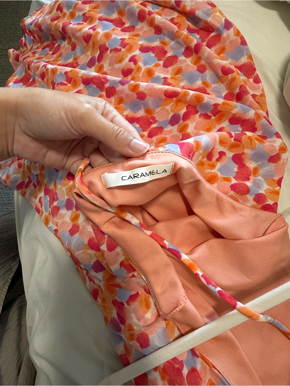 Caramela Pink, Orange & Lavender Patterned Halter Dress - Picture 3 of 3